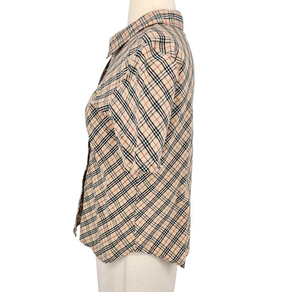 Burberry London Vintage Nova Check Plaid Short Sleeve Shirt SIZE SMALL - Picture 3 of 7